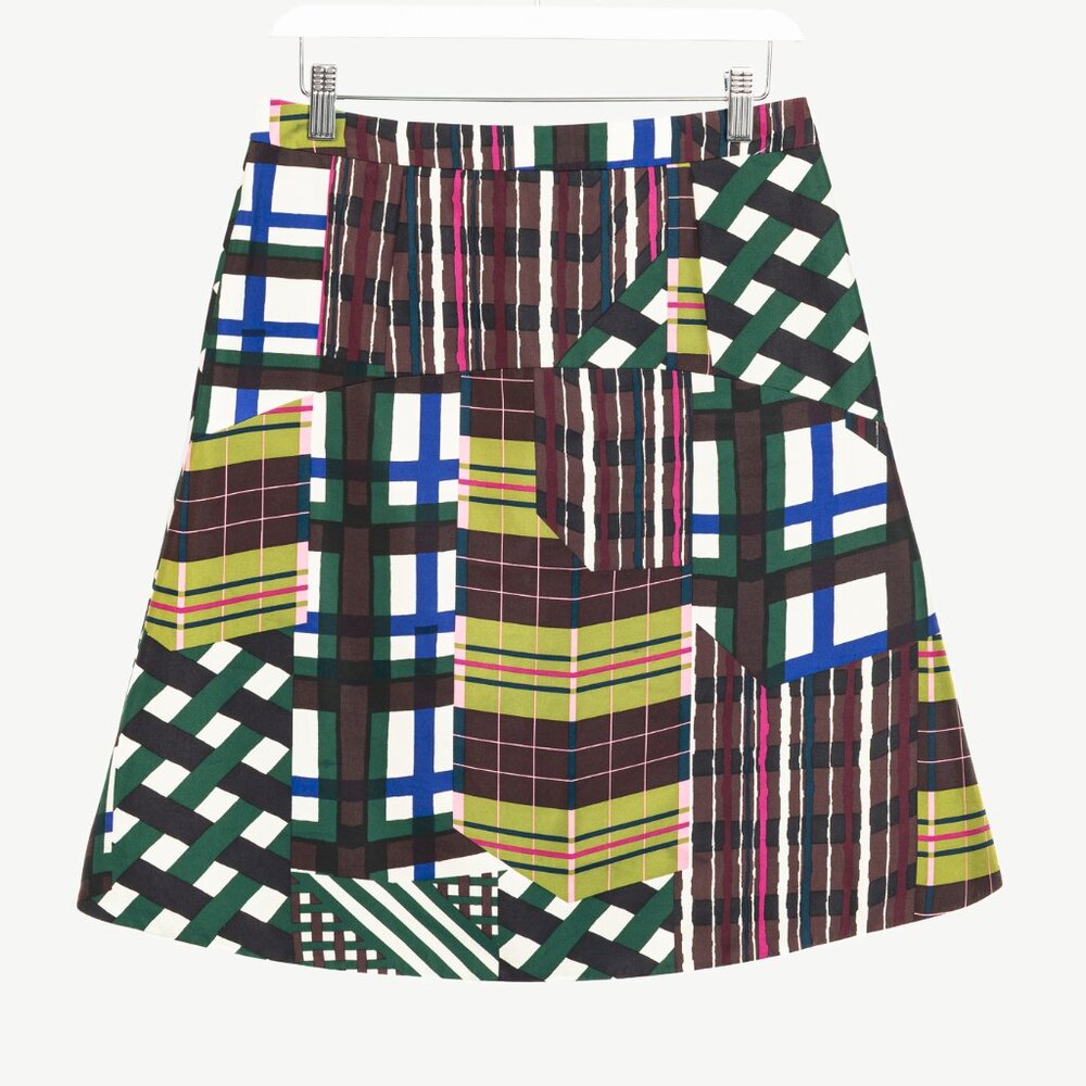 Marni PF/15 Stone Green Skyline-Print A-Line Mini Skirt